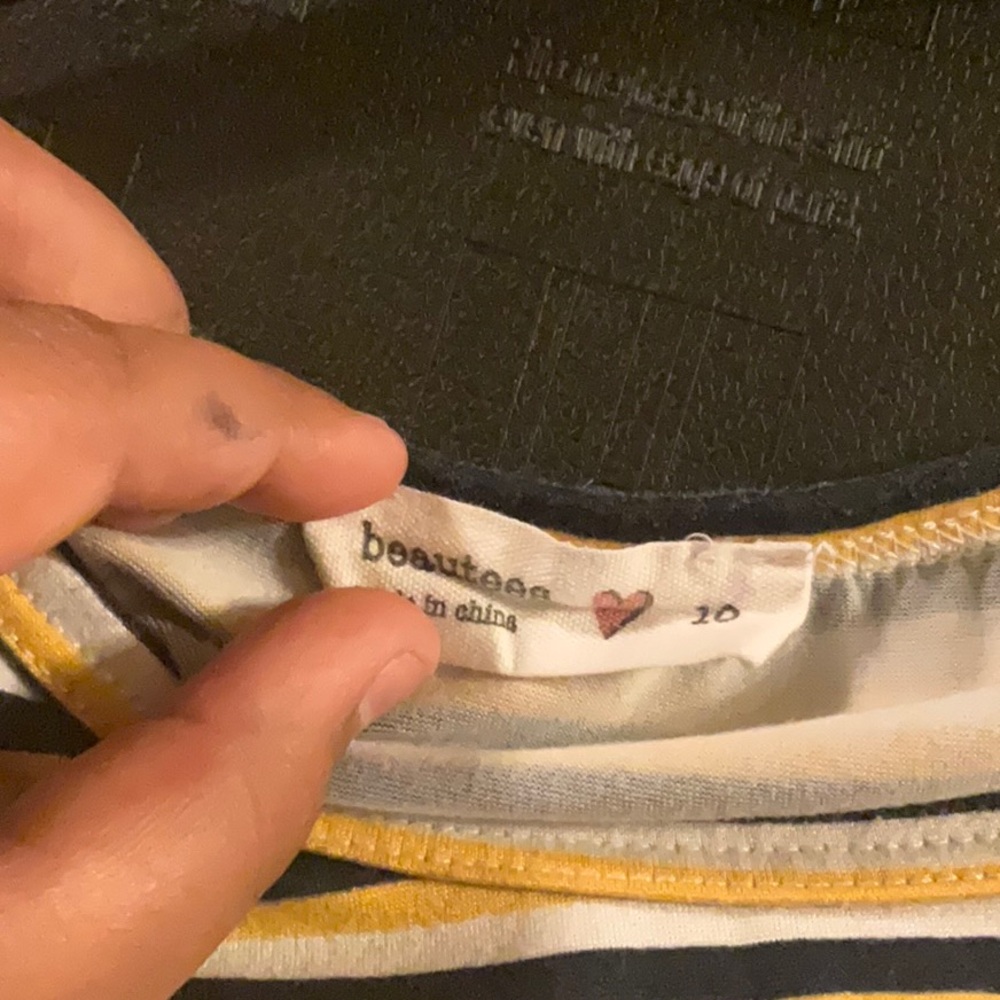 Beautees Yellow and Black Striped Tee - Picture 2 of 4